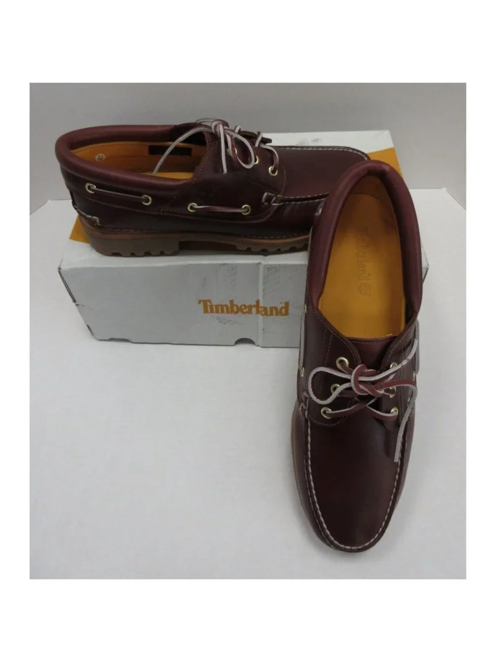 Timberland Boat Shoes 11.5 M Red Leather 3 Eye Lug Sole Classic NEW